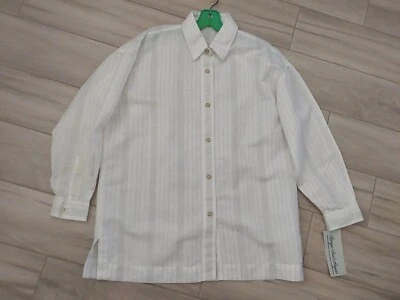 Camisa túnica Giorgio Sant Angelo vintage nueva con etiquetas a rayas blancas con botones.  Talla M Foto 1 de 4