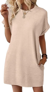 Womens Summer Dresses Fashion 2025 Short Sleeve Spring Mini Dress Casual Beach V - Picture 1 of 24