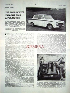 Ford MK.I 1962 'Lotus-Cortina TC' revista de motor informe de automóvil (corte de 3 lados) - Imagen 1 de 1