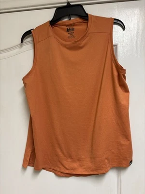 Camiseta regata REI Coop Tangerine laranja média caminhada treino sem mangas - Imagem 1 de 4