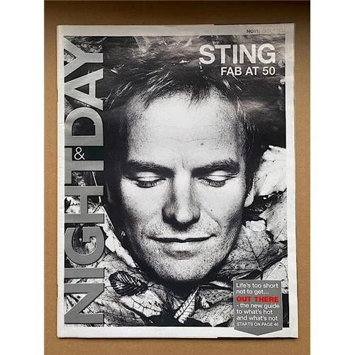 STING NIGHT AND DAY MAGAZINE NOV 4 2001 - mail on sunday supplement - sting cove - Image 1 of 2