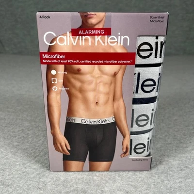 Paquete de 4 calzoncillos boxer de microfibra Calvin Klein para hombre talla M negro azul gris NUEVO EN CAJA Foto 1 de 4