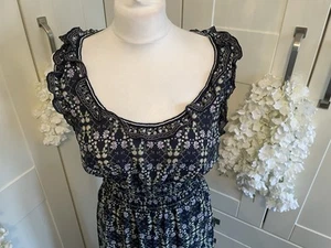 Max Studio Vestido Maxi con Estampado Floral en Capas, Azul Marino/Ciruela BNWT PVP £70.00Max - Imagen 1 de 7