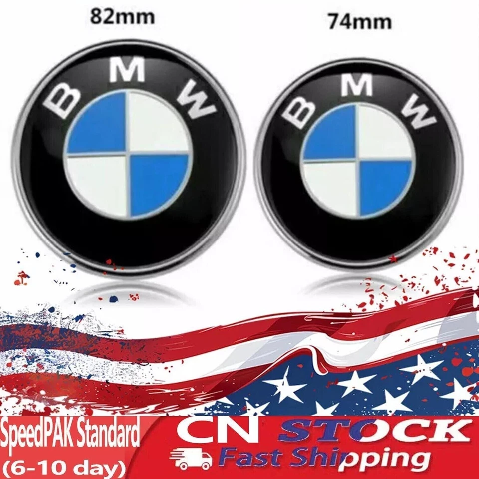 Front Hood Rear Trunk (82mm & 74mm) ORIGINAL BMW Badge Emblem 51148132375 new Foto 1 de 4