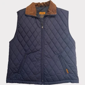Ariat Quilted Vest Women's Navy Blue Corduroy Collar Zip Up Size Large Pockets - Picture 1 of 9