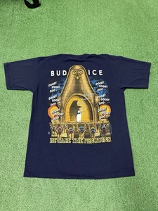 Vintage 90s Bud Ice Beware The Penguins Shirt Size Large Blue Beer Alcohol Vintage - Bild 1 von 10