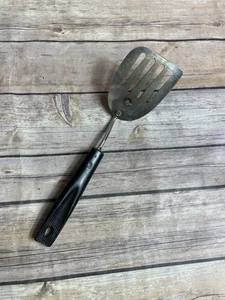Pinna spatola vintage Ekco manico corto scanalato metallo USA - Foto 1 di 10