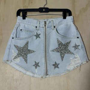 Carmar Beatrice Jeansrock Strass Sterne Patch Größe 28 - Bild 1 von 10