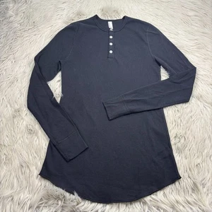 American Apparel Herren S Schwarz Waffel Dexter Kill Henley Oberteil Langarm Slim - Bild 1 von 5