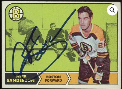 Derek Sanderson Signed 1968 Topps Card #6 (JSA COA) - Image 1 of 2