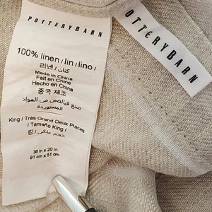 1 Pottery Barn Belgian Flax Linen Stripe King Sham Beige & Ivory 20"×36" Organic - Picture 1 of 4