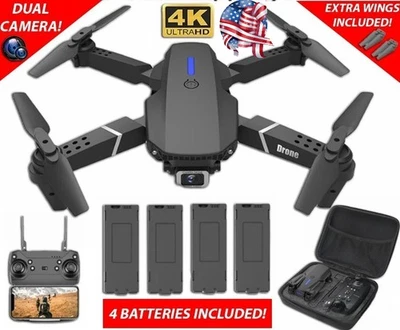 2025 New RC Drone With 4K HD Dual Camera WiFi FPV Foldable Quadcopter +4 Battery - Image 1 of 4