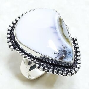 Dendrite Opal Gemstone Handmade Ethnic Silver Jewelry Ring Size 7 RLG7130