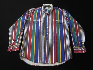 Camicia vintage Roper uomo blu rodeo media multicolore aztez cotone ricamato - Foto 1 di 10
