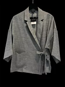 Giacca stile kimono nuova con etichette Topshop Wrap Across Side Tie grigio tortora UK 10 £ 49 - Foto 1 di 7