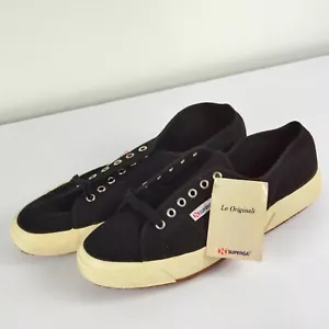Superga Men's True VTG Deadstock Made in Italy Black Canvas Sneakers 46 US 12 - Picture 1 of 16