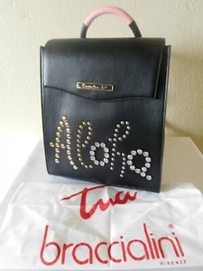 New Braccialini ALOHA Greeting Shoulder Bag Backpack with Jewels & Studs - Picture 1 of 3