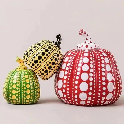 Abstract Kusama Yayoi Pumpkin Statue Japanese Art Wave Point Pumpkin Sculpture - Image 1 of 4