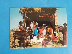 VINTAGE UNBENUTZTE POSTKARTE. FROHE WEIHNACHTEN AUS ÄTHIOPIEN. - Bild 1 von 2