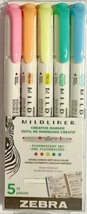 ZEBRA MILD LINER CREATIVE MARKERS DOUBLE ENDED SOFT MILD COLOURS FLUGRESCENT-B23 - Picture 1 of 3