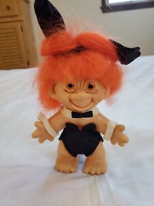 VTG Unmarked 1964 Thomas Dam Things Troll Doll Playboy Bunny Orange Eyes Hair
