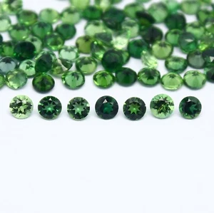 Natural Green Tourmaline Lot 2x2 MM and 2.5x2.5 MM Round Shape Faceted Gemstone - Picture 1 of 15
