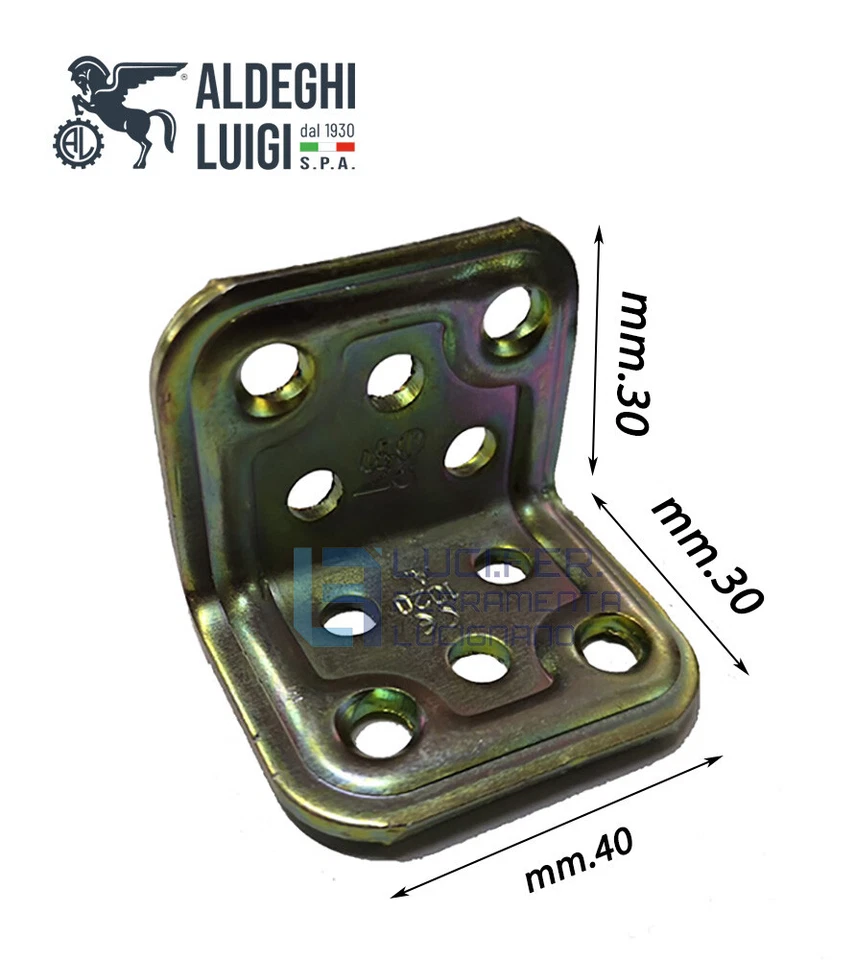 STAFFA RINFORZATA ANGOLO PIASTRA GIUNZIONE ANGOLARE mm30X30X40 PER TRAVI LEGNO  - Immagine 1 di 1