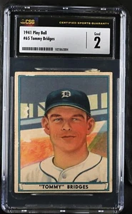 1941 Play Ball R336 #65 Tommy Bridges Detroit Tigers - CSG 2 Good - Picture 1 of 2