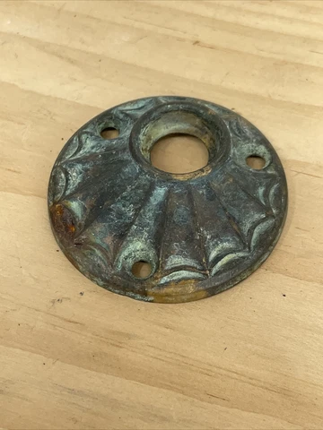 Antique Vtg Spiderweb Gothic Victorian Art Deco Nouveau Copper Door Bell Plate Cover