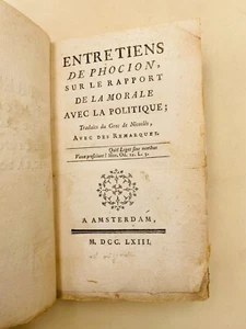 Entretiens de Phocion sur le rapport de la morale avec la politique - 1763 - Imagen 1 de 10