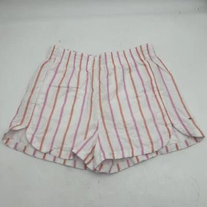 Fabletics Cotton Voile High-Waisted Shorts, Pink/Orange/White Stripes, size Med - Picture 1 of 4