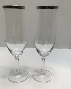 Johann Haviland Wedding Ring Champagne Flutes Glasses Goblets Set of 2 - Picture 1 of 9