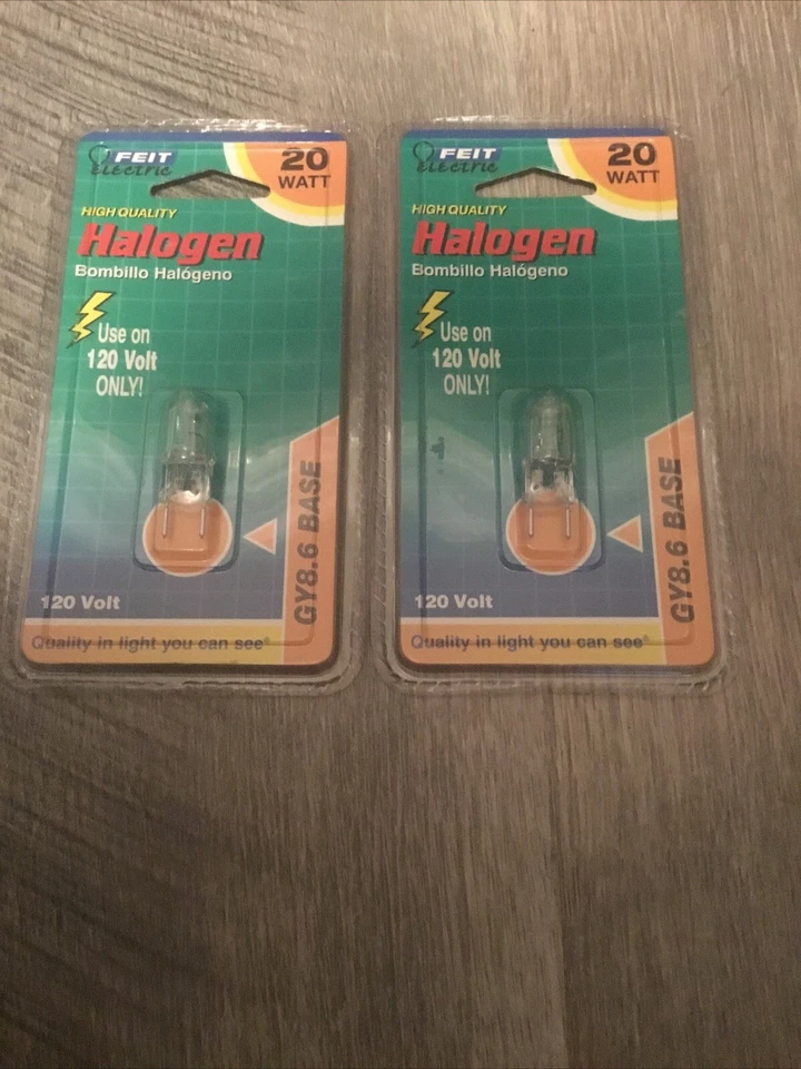 ( 2 ) BPQ20/8.6 Feit Electric 20W 120V Clear Light Bulb Lamp Bi-Pin GY8.6 Base  - Image 1 of 2