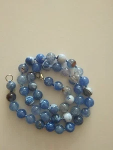 Natural 8mm multi-coloured Blue Fire agate bead necklace 17"-UK seller-297-18 - Picture 1 of 6