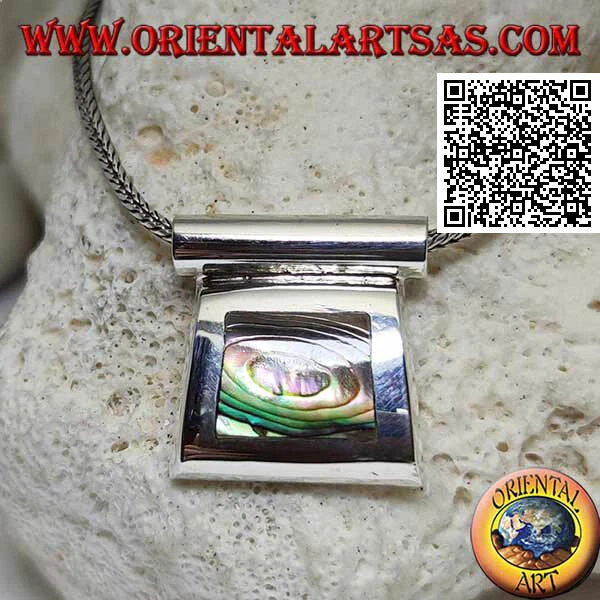 Ciondolo in argento 925‰ con abalone su montatura liscia e gancio tubolare - Immagine 1 di 1