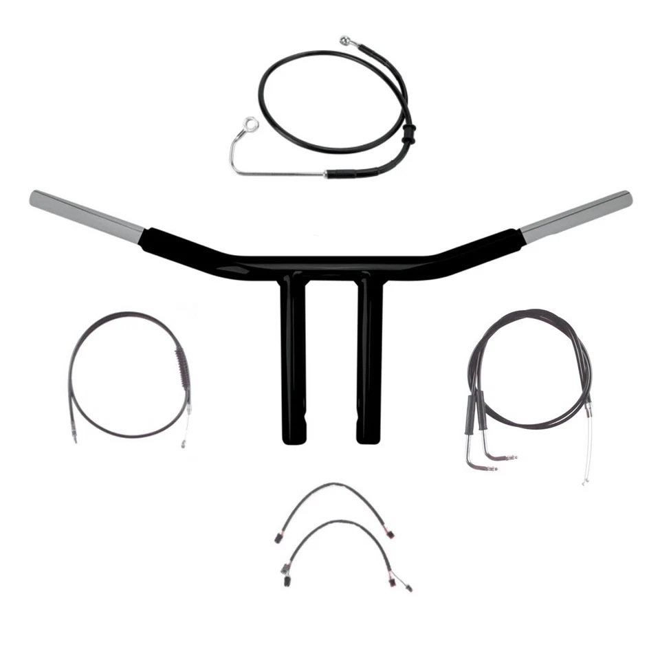 1 1/4" BBlack 8" Chopper T Handlebar Kit 2011-2015 Harley-Davidson Softail w/ABS - Image 1 of 2