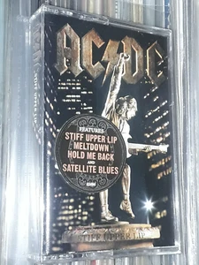 AC/DC STIFF UPPER LIP CASSETTE TAPE 2000 USA EDITION HYPE STICKER STILL SEALED - Picture 1 of 4