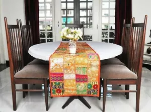 Indian Cotton Patchwork Table Runner Embroidered Dining Table Tapestry 152X45 cm - Picture 1 of 4