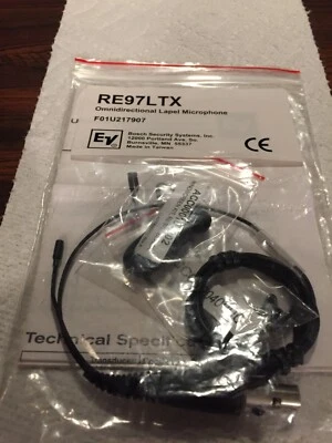 EV Omnidirectional  Lapel Mic, RE97LTX, Black, Open Box - Imagem 1 de 3