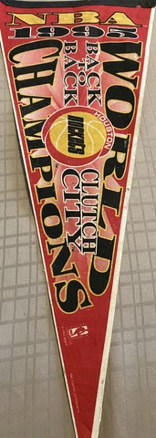 NBA-HOUSTON ROCKETS BACK-TO-BACK PENNANT BANNER Vintage 1995 NBA Product Cover