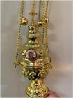 Orthodox Church Mass Liturgical Censer Incense Burner with24 Bells Gold Plating