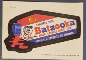 1985 Topps Wacky Packages Trading Sticker Card 41 Batzooka Vampires Suck Puzzle