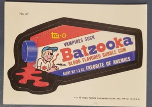 1985 Topps Wacky Packages Trading Sticker Card 41 Batzooka Vampires Suck Puzzle - Foto 1 di 2