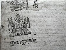 1681 ANTIQUE FRENCH MANUSCRIPT BRETAGNE LOUIS XIV STAMP GENUINE OLD DOCUMENT