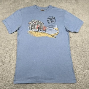 Vintage Santa Cruz Skateboard Shirt Men Medium Blue FLAW Made USA Single Stitch - Picture 1 of 16