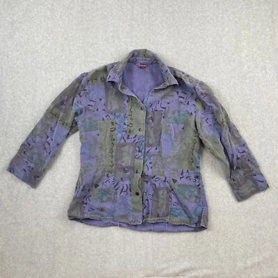 Camisa Tianello Mujer XS Púrpura Estampado Abstracto Mezcla Tencel Hecha en EE. UU. Foto 1 de 4