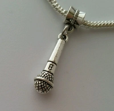 Microphone Music Speech Lead Singer Band Dangle Bead for European Charm Bracelet - Image 1 of 3