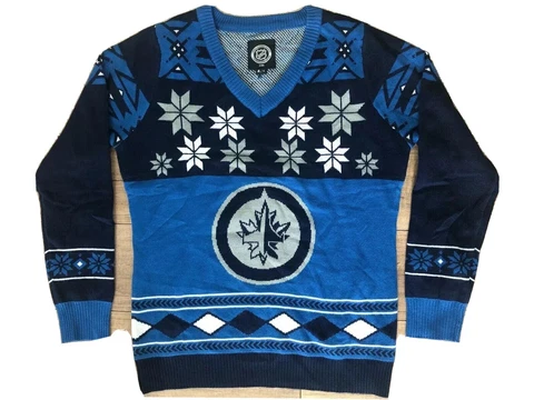 WINNIPEG JETS Womens Sweater Size XL Ugly Christmas Front and Back Logos Cover