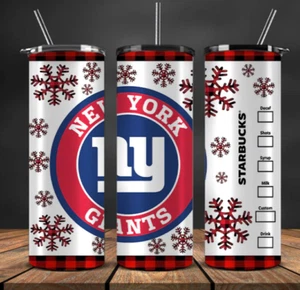 Vaso multicolor de acero inoxidable con pajita New York Giants Christmas - 20 OZ - Imagen 1 de 4