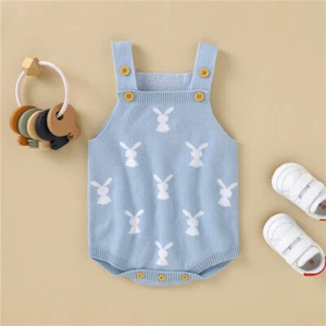NEU Baby Jungen Osterhase Hase blau Pullover Strampler Overall - Bild 1 von 6
